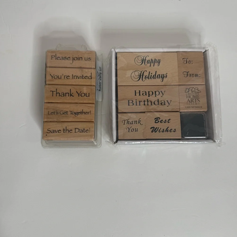 Wooden Stamp Set with Sentiments